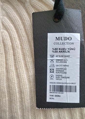 Mudo Koleksiyon Beyaz Örgü Yün Bere - Görsel 5