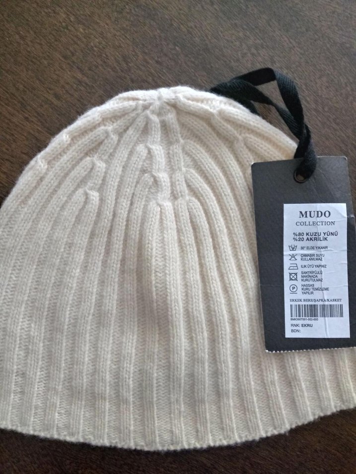 Mudo Koleksiyon Beyaz Örgü Yün Bere - Görsel 3