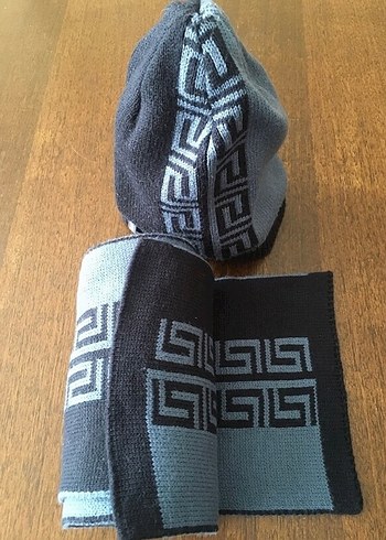 Desenli Uzun Modern Erkek Bere ve Atkı Takımı - Görsel 8