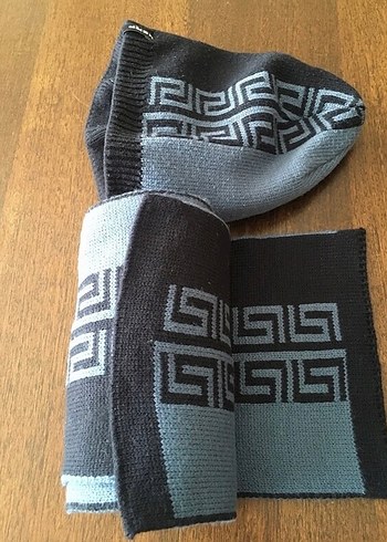 Desenli Uzun Modern Erkek Bere ve Atkı Takımı - Görsel 4