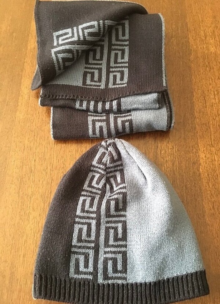 Desenli Uzun Modern Erkek Bere ve Atkı Takımı - Görsel 5