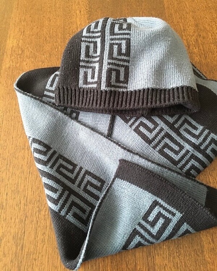 Desenli Uzun Modern Erkek Bere ve Atkı Takımı - Görsel 3