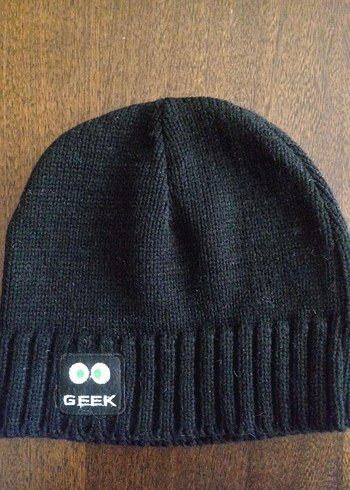 Siyah Örgü Yün Bere GEEK - Görsel 3