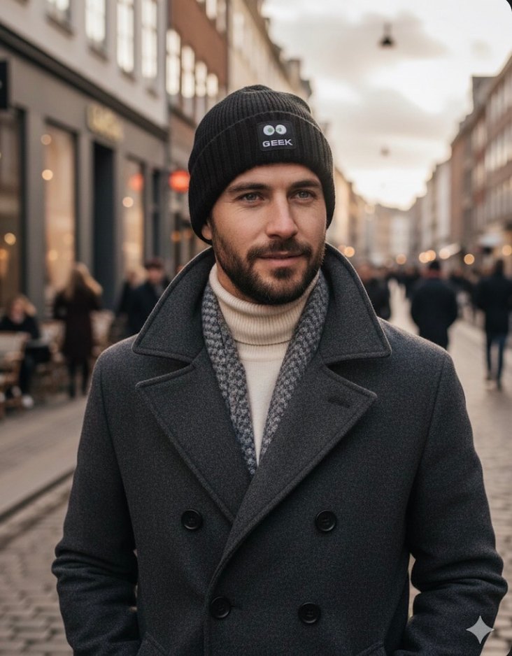 Siyah Örgü Yün Bere GEEK - Görsel 2