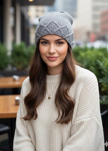 Gri Örgü Kadın Bere - Görsel 2