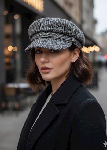 Bohem Tarz sütlü kahverengi Kadın Yün Şapka - Görsel 2