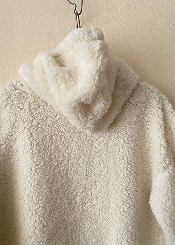 Kadın Beyaz Kapüşonlu Uzun Kollu Sweatshirt - Görsel 9