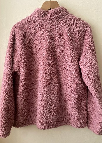 Pembe Peluş Detaylı Kadın Ofis Polar Kazak - Görsel 4