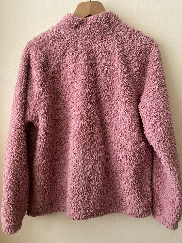Pembe Peluş Detaylı Kadın Ofis Polar Kazak - Görsel 4