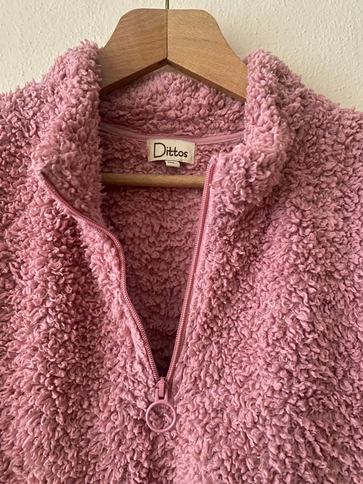 Pembe Peluş Detaylı Kadın Ofis Polar Kazak - Görsel 5