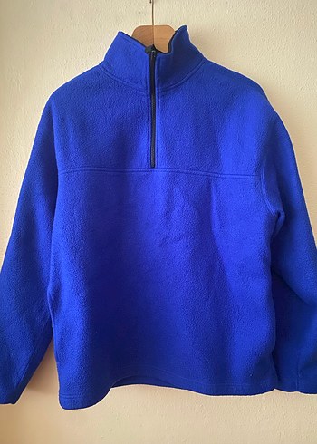 Mavi Yarım Fermuarlı Erkek Polar Sweatshirt - Görsel 3