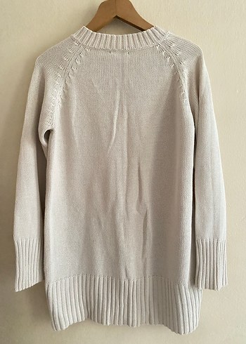 Bej V Yaka Örgü Kadın Kazak - Görsel 4