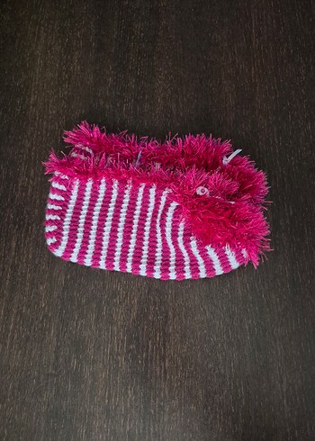 Kızlar İçin Pembe Örgü Sıcak Terlik - Görsel 2