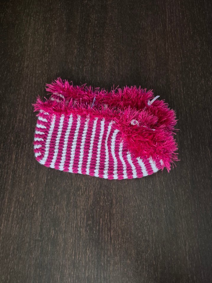 Kızlar İçin Pembe Örgü Sıcak Terlik - Görsel 2