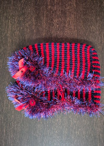 Renkli Örgü Kız Çocuk Ev Terliği - Görsel 2