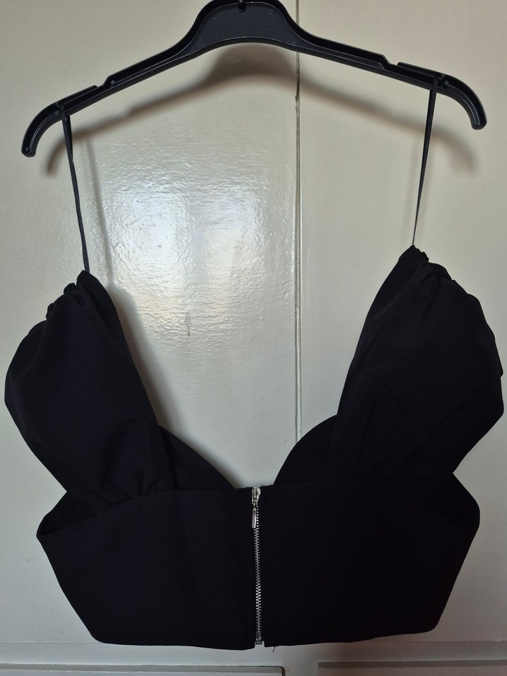 Siyah Drapeli Straplez Midi Bustiyer - Görsel 2