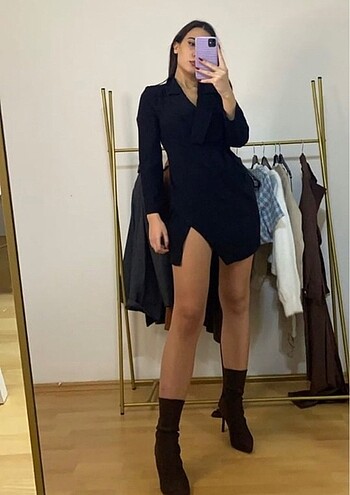 s Beden siyah Renk Zara model gömlek elbise