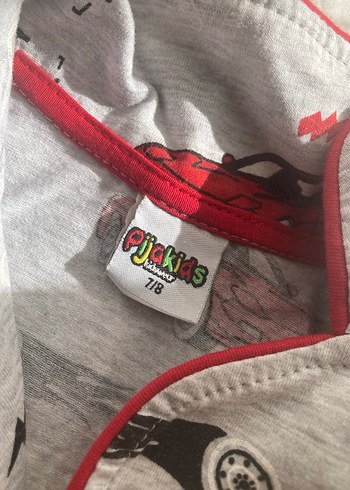 Diğer Gri Baskılı Erkek Çocuk Pijaması, Uzun Kollu, Düğmeli