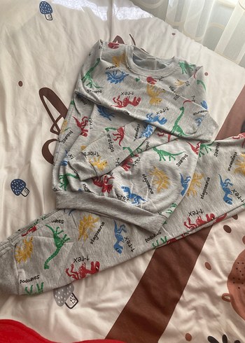 Gri Baskılı Erkek Çocuk Pijama Takımı