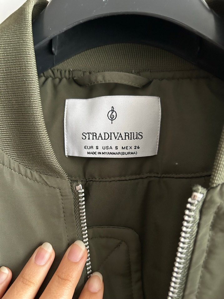 Kadın Haki Fermuarlı kolej ceket - Görsel 2