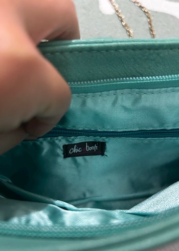 Suni Deri Turkuaz Zincir Askılı Çanta - Görsel 3