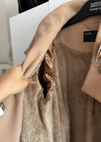 Bej Süet Kadın Midi Kaban - Görsel 3