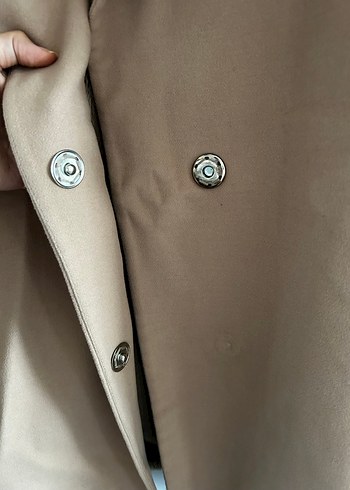 Bej Süet Kadın Midi Kaban - Görsel 4