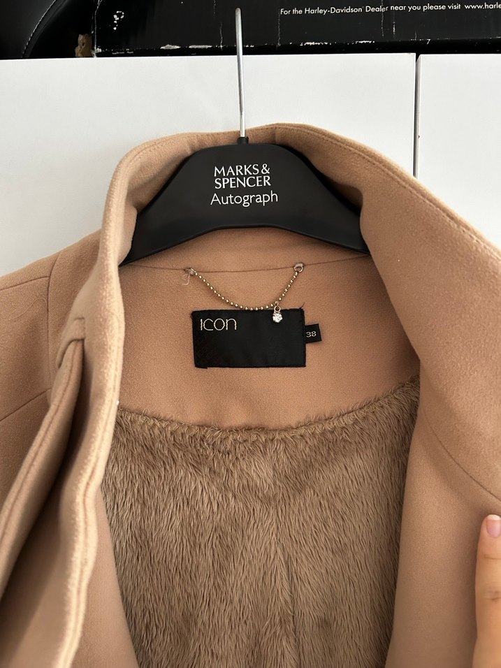 Bej Süet Kadın Midi Kaban - Görsel 2