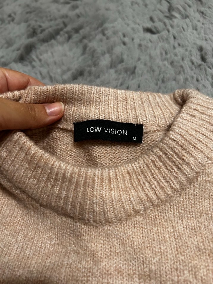 Açık pembe Kadın Yün Örgü Salaş Kazak - Görsel 2