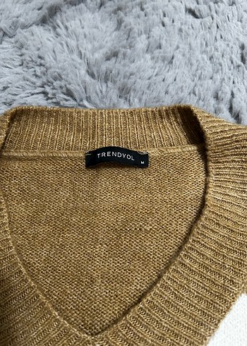 Kadın Kahverengi Kareli Örgü Kazak - Görsel 2