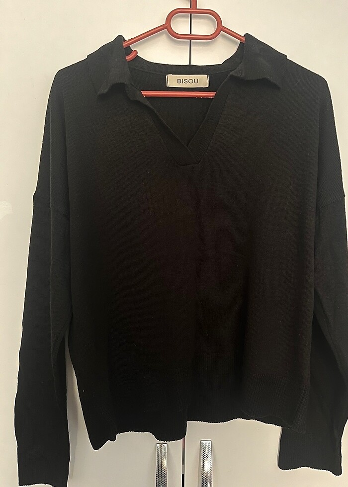 Siyah V yaka kazak - Görsel 2