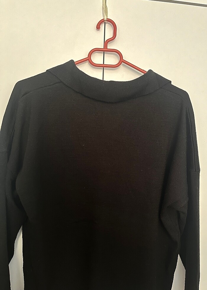 Siyah V yaka kazak - Görsel 5