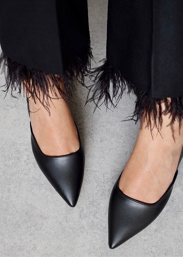 Siyah mat sivri burunlu kısa blok topuklu - Görsel 5