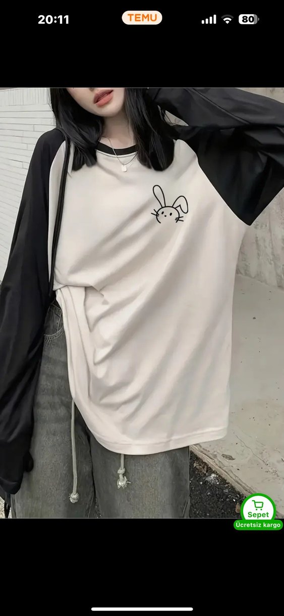 Oversize tişört bluz - Görsel 2
