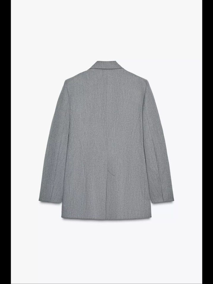 Zara Gri Düğmeli Kadın Blazer Ceket - Görsel 2