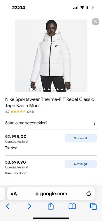 Nike terma fit mont kadın beyaz