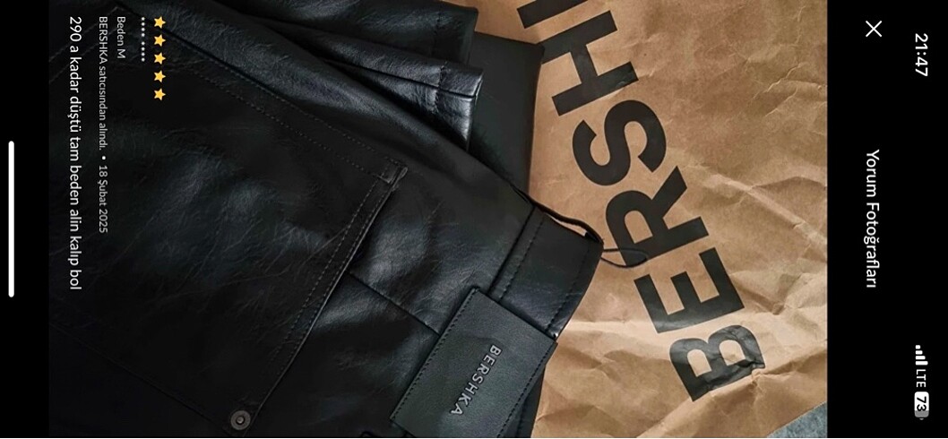 m Beden Bershka deri pantolon