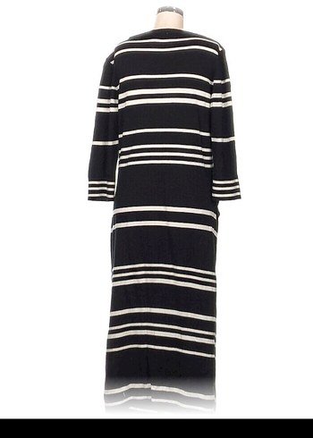 Çizgili Uzun Kollu Siyah Hamile Elbisesi - Görsel 3