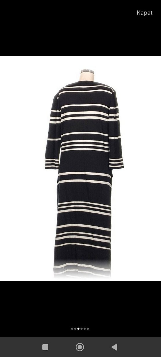 Çizgili Uzun Kollu Siyah Hamile Elbisesi - Görsel 3