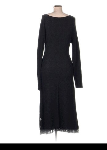 Boncuk İşlemeli Uzun Siyah Triko Elbise - Görsel 3