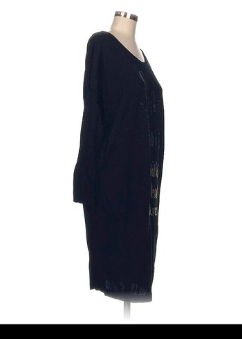 Siyah Uzun Kollu Triko Midi Elbise - Görsel 2