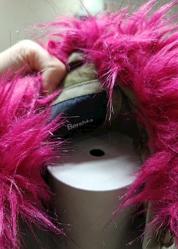 Pembe Kürklü Kamuflaj Kadın Ceket - Görsel 4