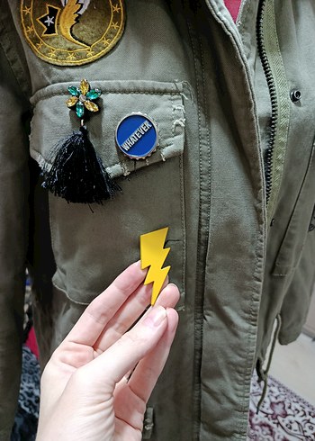 Pembe Kürklü Kamuflaj Kadın Ceket - Görsel 2