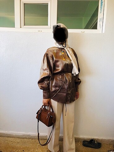 Kahverengi şık gömlek - Görsel 2