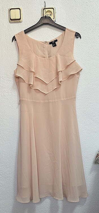 H&M Toz Pembe Elbise