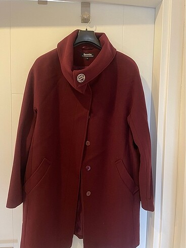 44 Beden Bordo rengi bayan flanel kumaş kaban