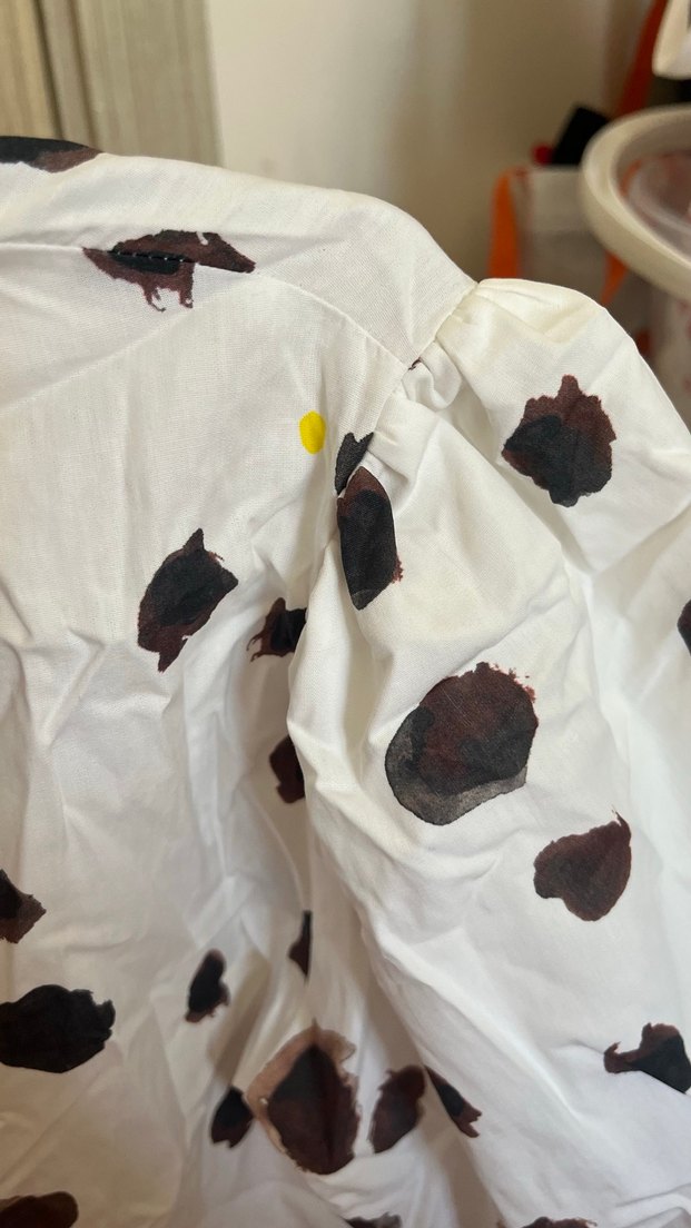 Bağlamalı Yaka Beyaz Desenli Mini Bluz - Görsel 3