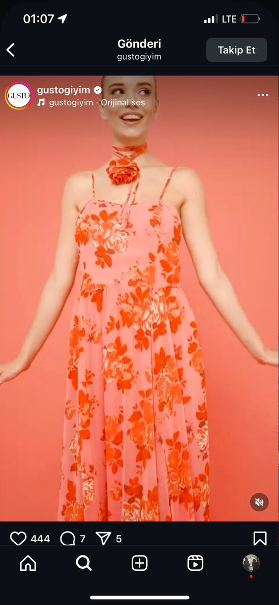 Pembe Çiçekli Uzun Bohem Elbise - Görsel 5