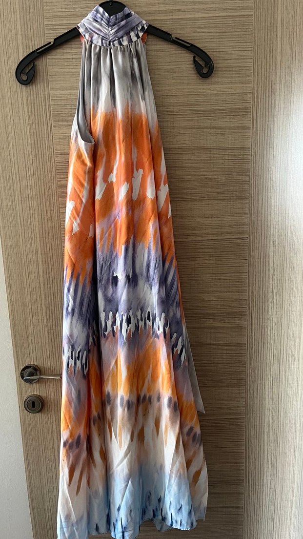 Bohem Tarz Uzun Batik Desenli Elbise - Görsel 2