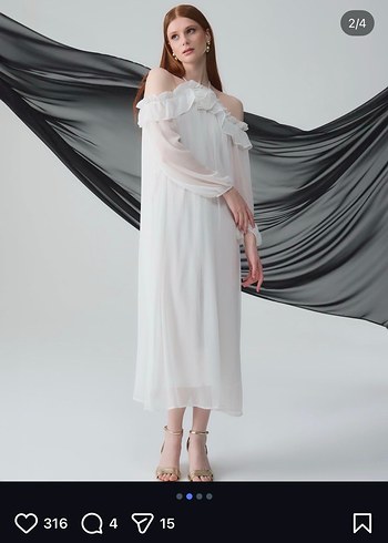 Mor V Yaka Uzun Kollu Pilili Kadın Elbise - Görsel 4